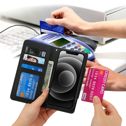 For iPhone 15 Plus PU Leather Detachable Phone Case 2-in-1 Wallet Folio Slim Cover