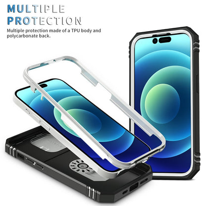 For iPhone 15 Pro Max Kickstand Case Card Holder PC+TPU Phone Cover with Sliding Camera Protection