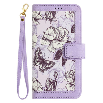 Flower Pattern Printing Leather Case for iPhone 15 , Card Holder Stand Phone Cover