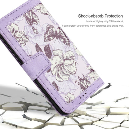 Flower Pattern Printing Leather Case for iPhone 15 , Card Holder Stand Phone Cover