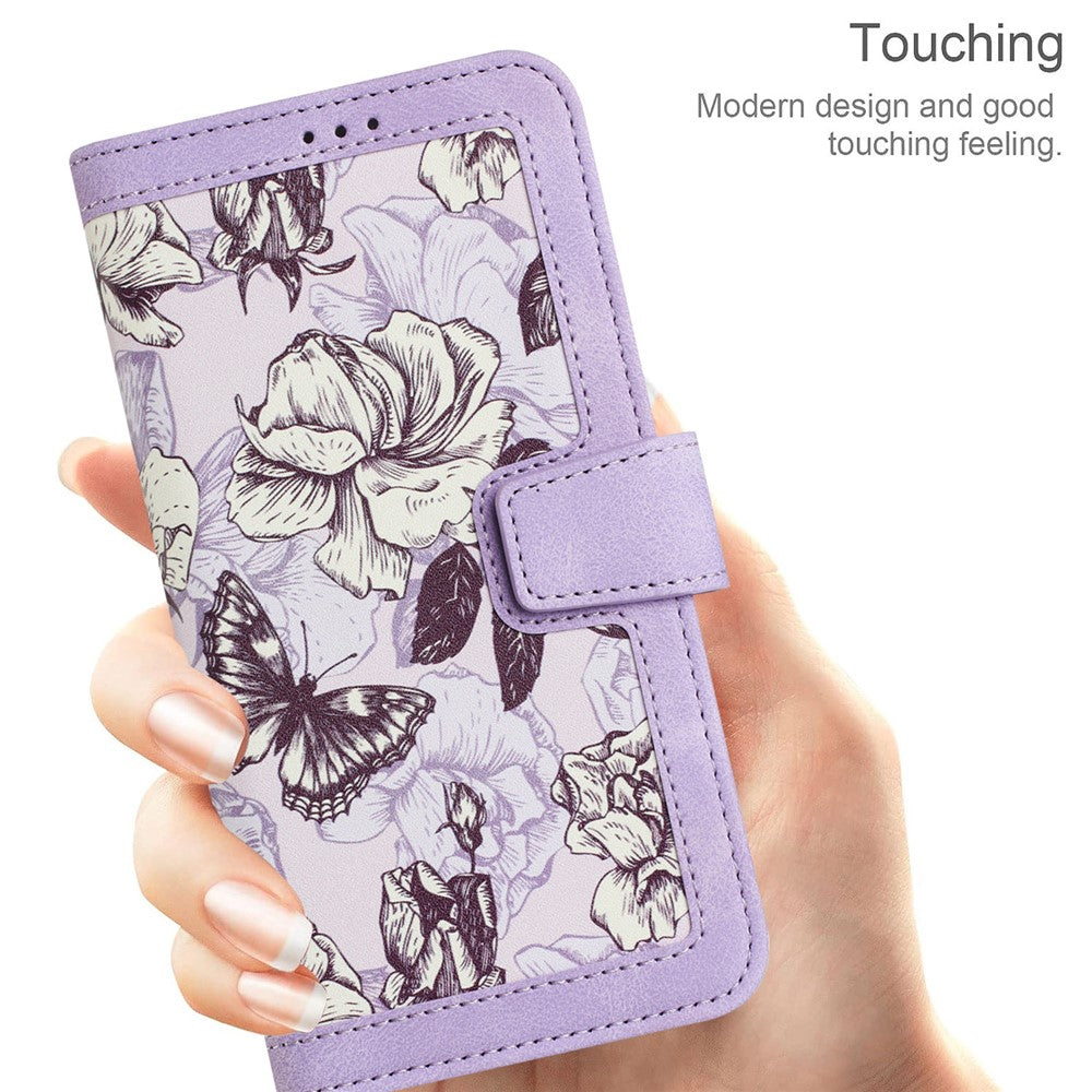 Flower Pattern Printing Leather Case for iPhone 15 , Card Holder Stand Phone Cover