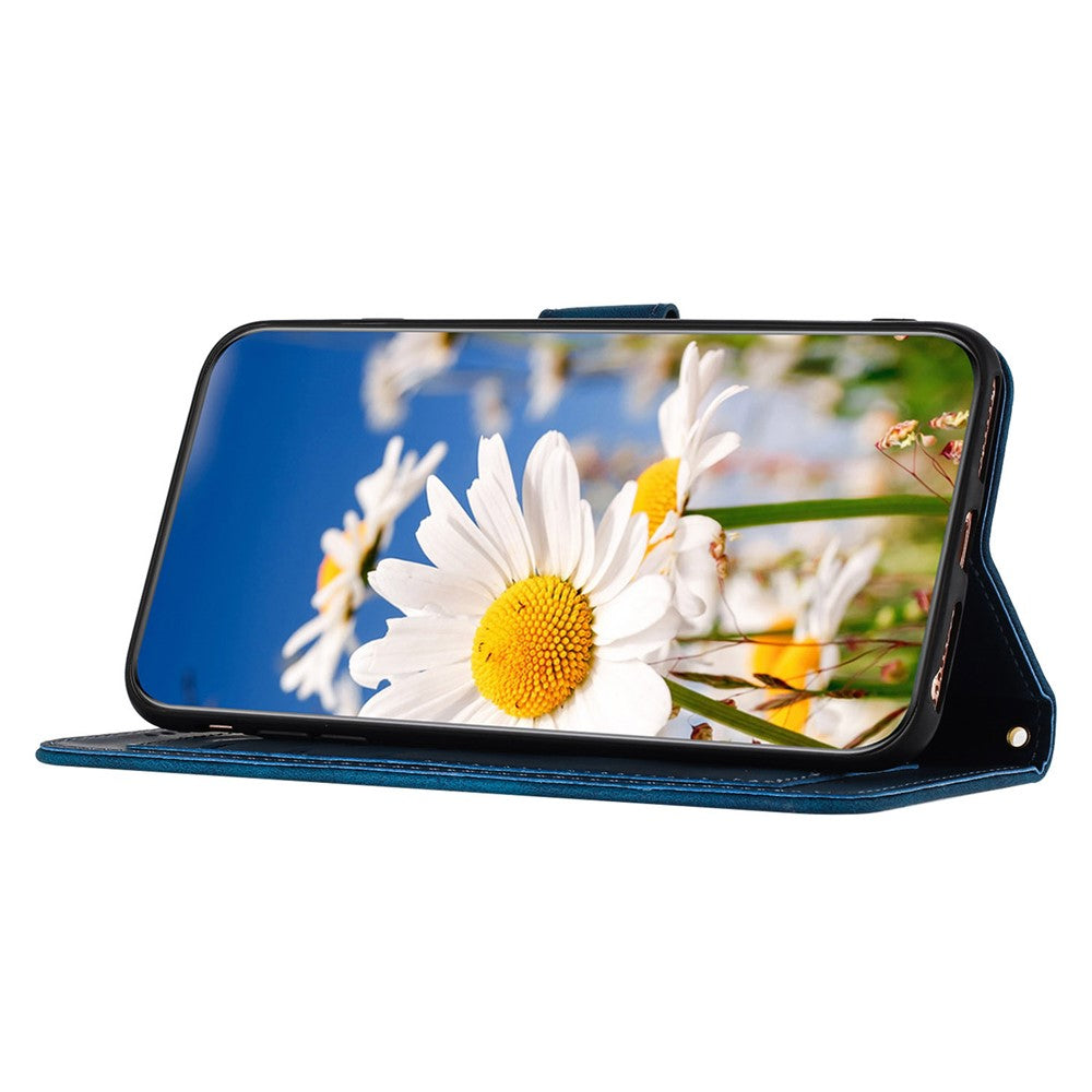 Card Slots Stand Phone Cover for iPhone 15 Plus , Flower Pattern Printing PU Leather Phone Case