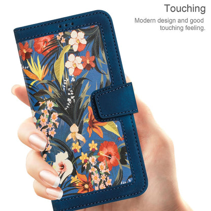 Card Slots Stand Phone Cover for iPhone 15 Plus , Flower Pattern Printing PU Leather Phone Case