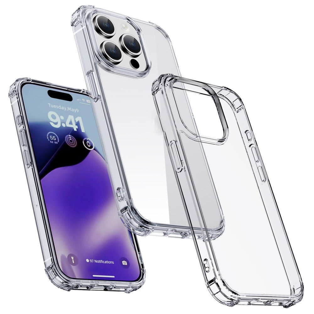 IPAKY Anti-drop Phone Case for iPhone 15 Pro Max , Hard PC Back TPU Frame Clear Phone Cover