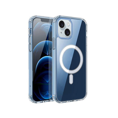For iPhone 15 Plus Shockproof Back Case Compatible with MagSafe Transparent TPU Phone Cover