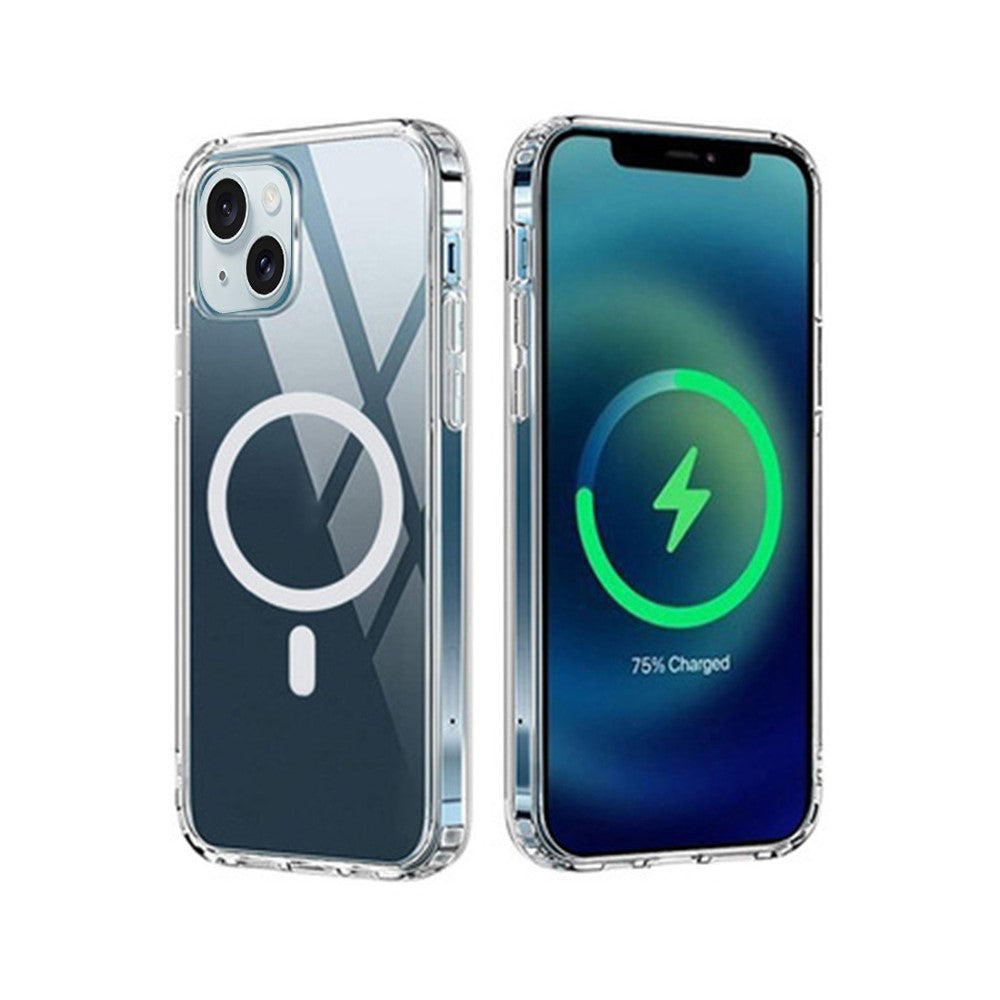 For iPhone 15 Plus Shockproof Back Case Compatible with MagSafe Transparent TPU Phone Cover