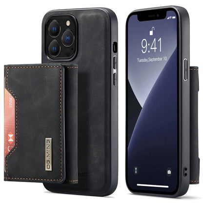 DG.MING M2 Series for iPhone 15 Pro Anti-Drop Kickstand Case PU+PC+TPU Magnetic Wallet Phone Cover