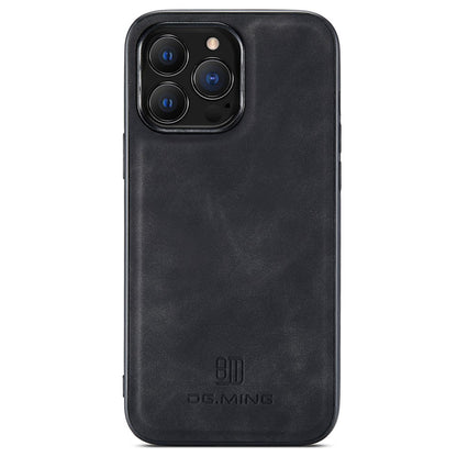 DG.MING M2 Series for iPhone 15 Pro Anti-Drop Kickstand Case PU+PC+TPU Magnetic Wallet Phone Cover