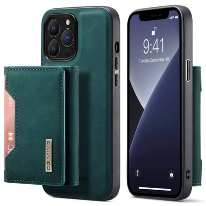 DG.MING M2 Series for iPhone 15 Pro Anti-Drop Kickstand Case PU+PC+TPU Magnetic Wallet Phone Cover
