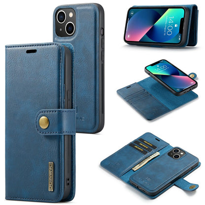 DG.MING for iPhone 15 Plus Detachable Magnetic Phone Case Anti-Dorp Split Leather Wallet Stand Case