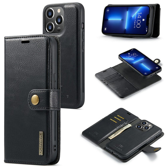 DG.MING For iPhone 15 Pro Max Detachable Magnetic Phone Case Drop Proof Split Leather Wallet Stand Cover