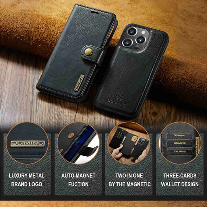 DG.MING For iPhone 15 Pro Max Detachable Magnetic Phone Case Drop Proof Split Leather Wallet Stand Cover