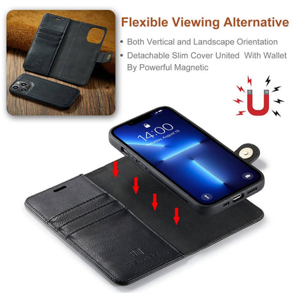 DG.MING For iPhone 15 Pro Max Detachable Magnetic Phone Case Drop Proof Split Leather Wallet Stand Cover