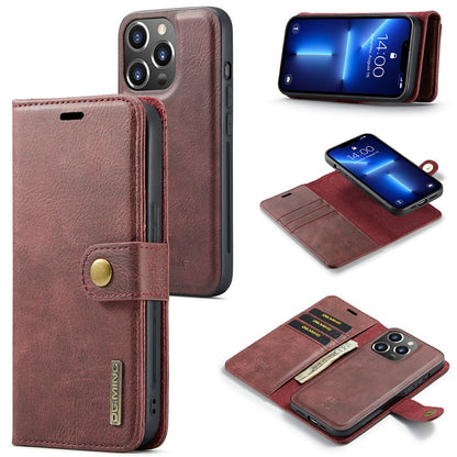 DG.MING For iPhone 15 Pro Max Detachable Magnetic Phone Case Drop Proof Split Leather Wallet Stand Cover
