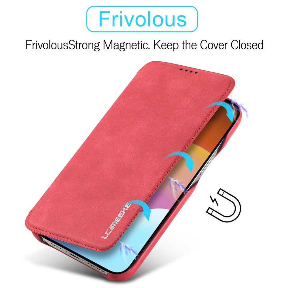 LC.IMEEKE For iPhone 15 Leather Stand Phone Case Drop-proof Cover with Card Slot