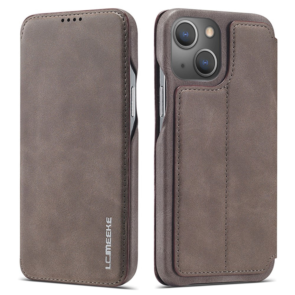 LC.IMEEKE For iPhone 15 Leather Stand Phone Case Drop-proof Cover with Card Slot
