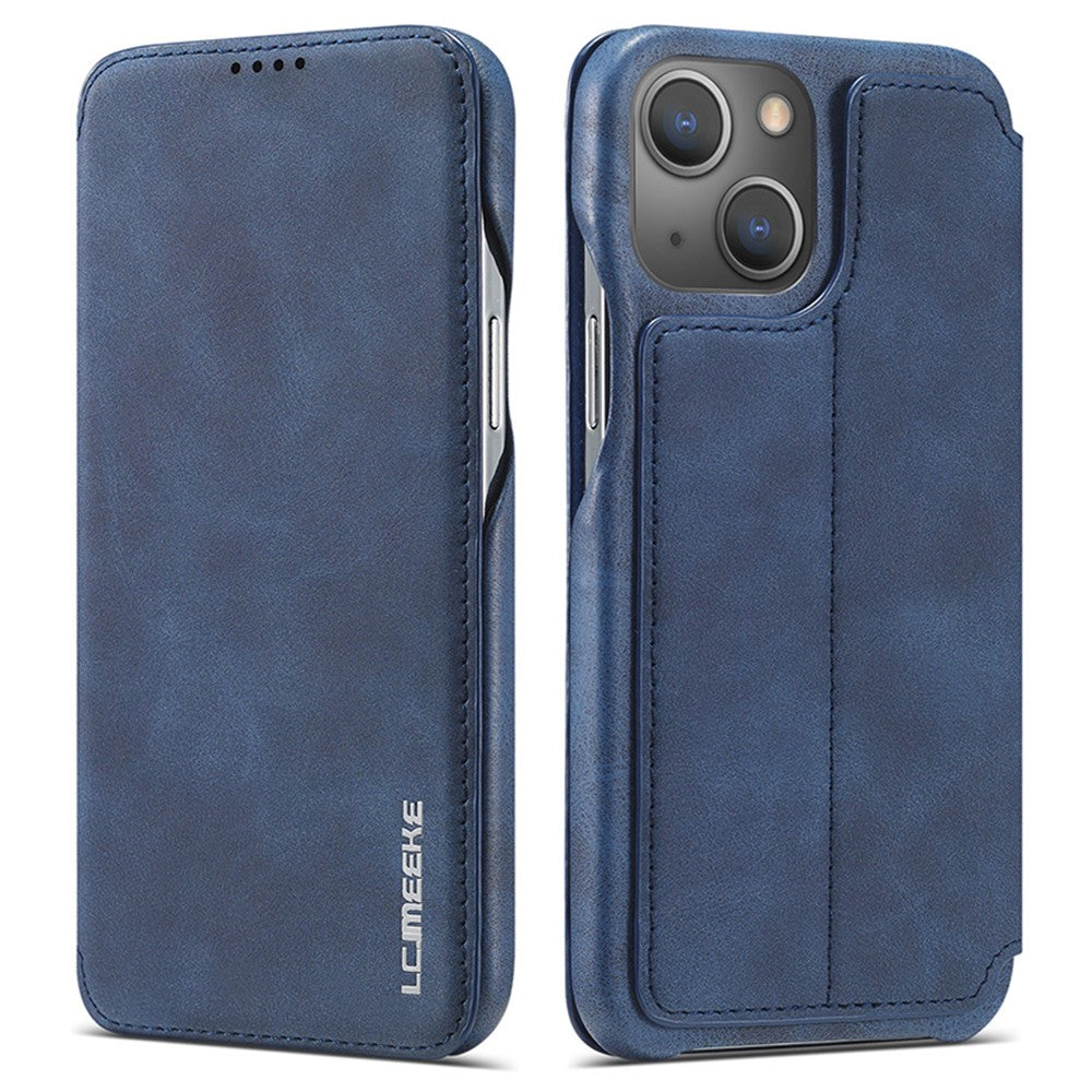 LC.IMEEKE For iPhone 15 Leather Stand Phone Case Drop-proof Cover with Card Slot