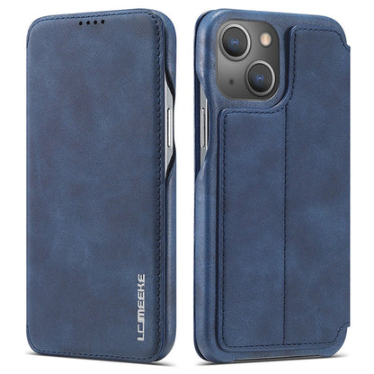 LC.IMEEKE For iPhone 15 Leather Stand Phone Case Drop-proof Cover with Card Slot