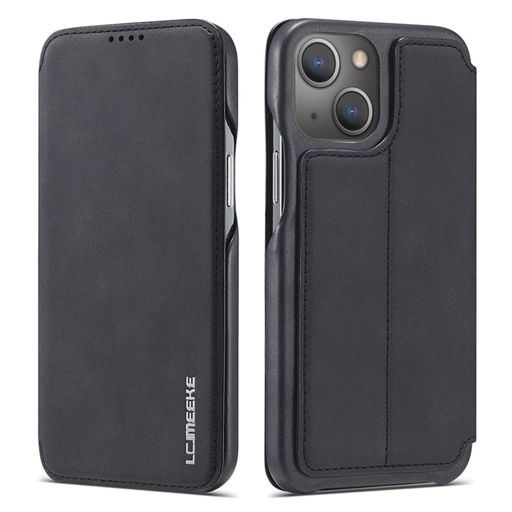 LC.IMEEKE For iPhone 15 Leather Stand Phone Case Drop-proof Cover with Card Slot