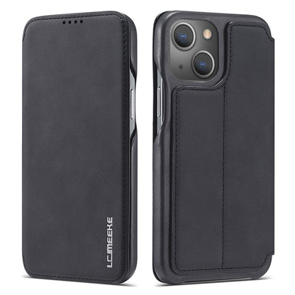 LC.IMEEKE For iPhone 15 Leather Stand Phone Case Drop-proof Cover with Card Slot