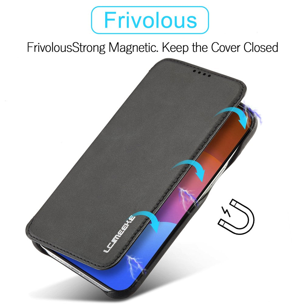 LC.IMEEKE For iPhone 15 Pro Max Drop-proof Stand Cover PU Leather Phone Case with Card Slot