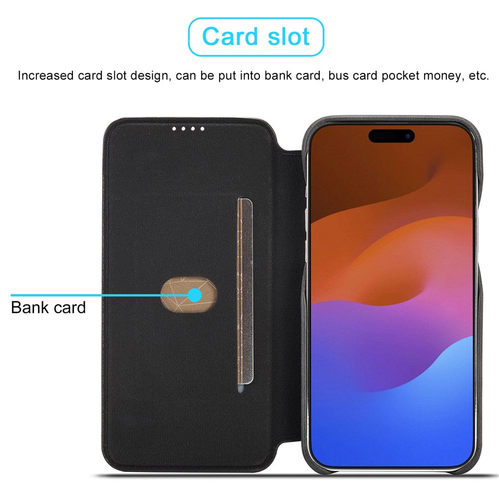 LC.IMEEKE For iPhone 15 Pro Max Drop-proof Stand Cover PU Leather Phone Case with Card Slot