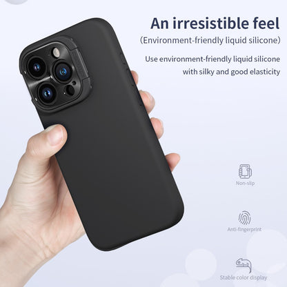 NILLKIN Lenswing Magnetic Phone Case for iPhone 15 Pro , Soft Silicone Camera Lens Frame Kickstand Cover