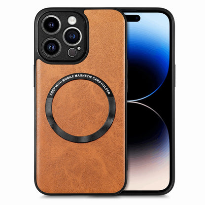 For iPhone 15 Pro Max Magnetic Phone Case Compatible with MagSafe PU Leather Coated PC+TPU Cover