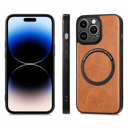 For iPhone 15 Pro Max Magnetic Phone Case Compatible with MagSafe PU Leather Coated PC+TPU Cover