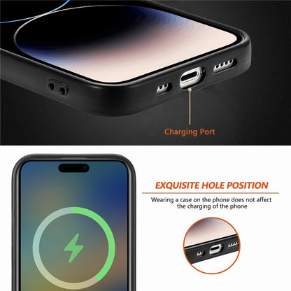 For iPhone 15 Pro Max Magnetic Phone Case Compatible with MagSafe PU Leather Coated PC+TPU Cover
