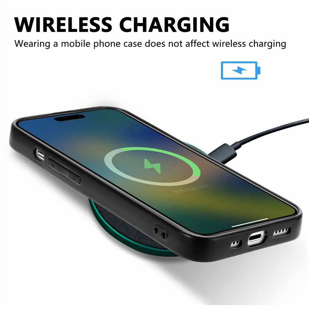 For iPhone 15 Pro Max Magnetic Phone Case Compatible with MagSafe PU Leather Coated PC+TPU Cover