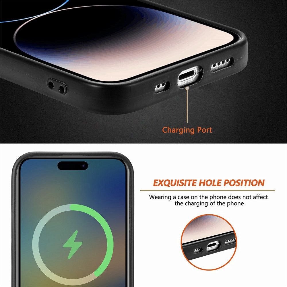 For iPhone 15 Pro Magnetic Phone Case PU Leather Coated PC+TPU Anti-drop Cover Compatible with MagSafe