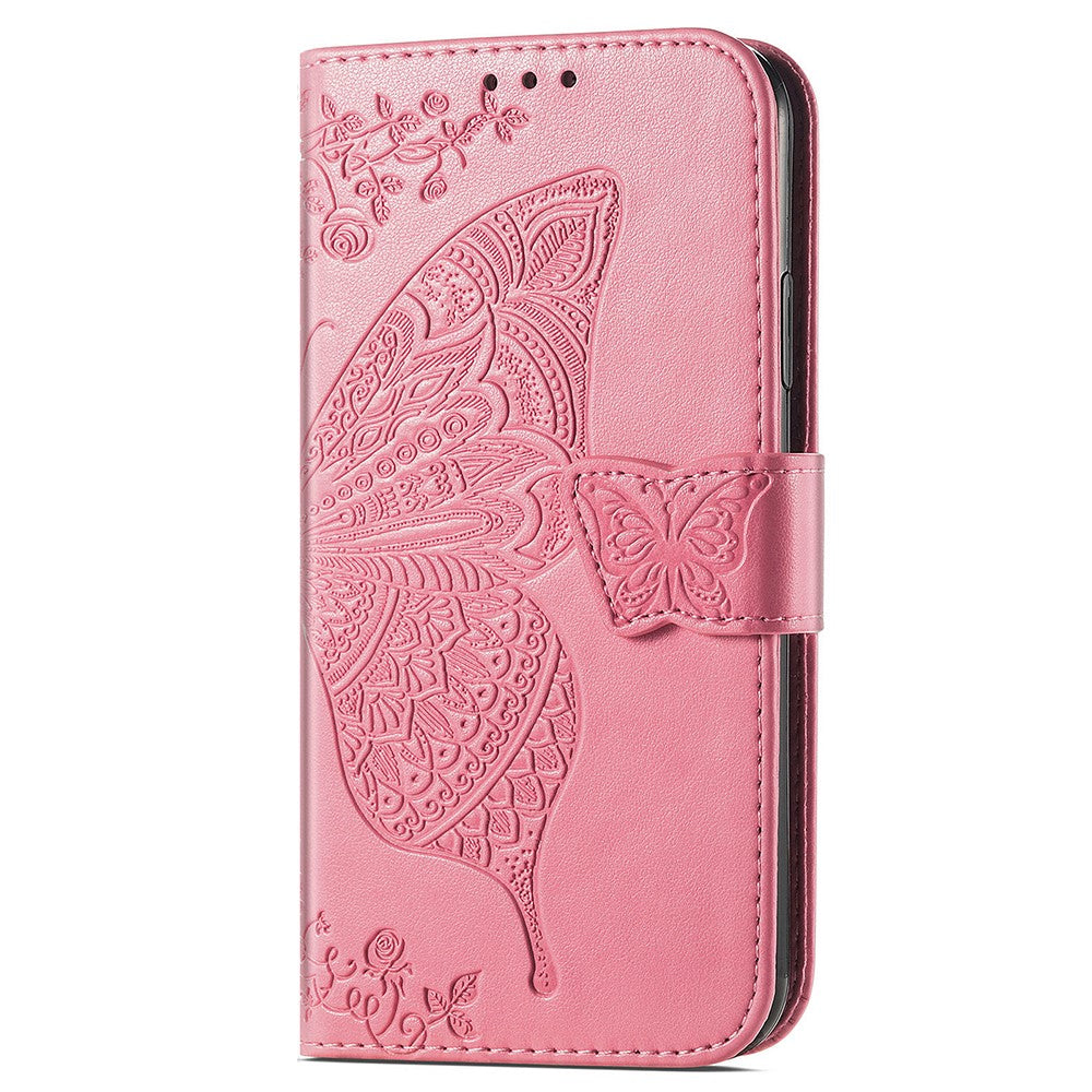 For iPhone 15 Butterfly Imprinted Phone Leather Case Wallet Stand Phone Cover