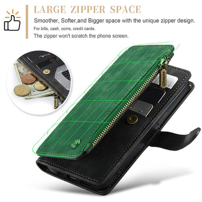 For iPhone 15 Phone Cases with Strap CASEME C30 Zipper Multiple Card Holder PU Leather Cover