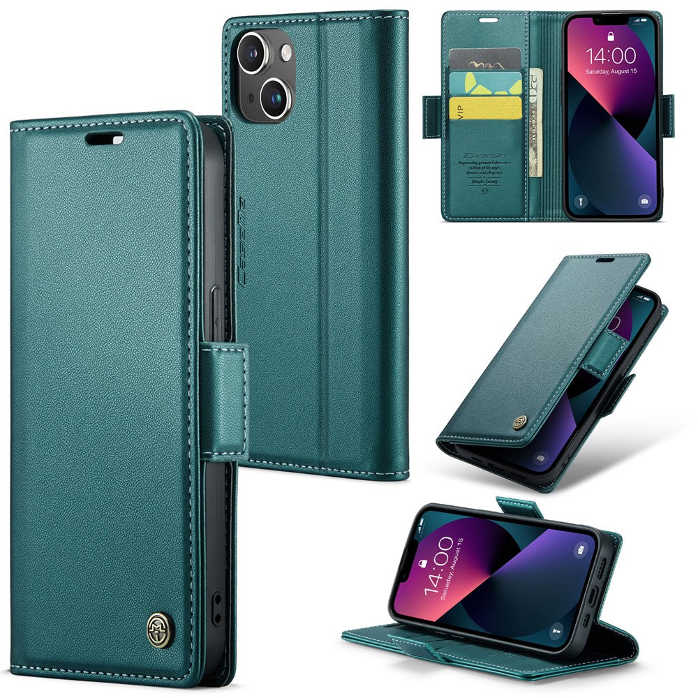 For iPhone 15 Leather Case CASEME 023 RFID Blocking 3 Card Slot Mobile Cover