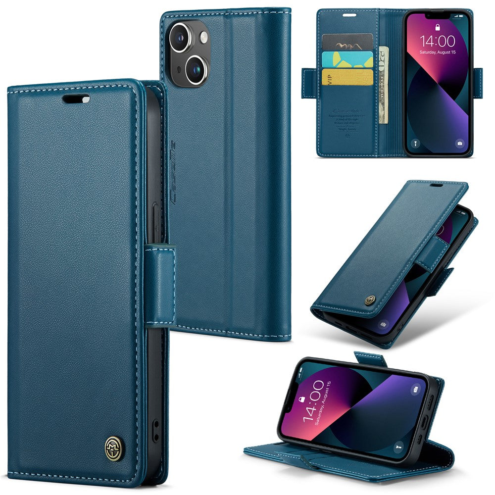 For iPhone 15 Leather Case CASEME 023 RFID Blocking 3 Card Slot Mobile Cover