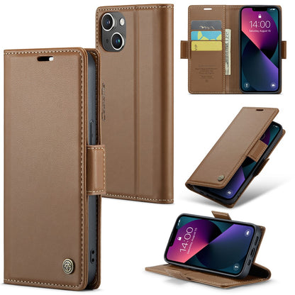 For iPhone 15 Leather Case CASEME 023 RFID Blocking 3 Card Slot Mobile Cover