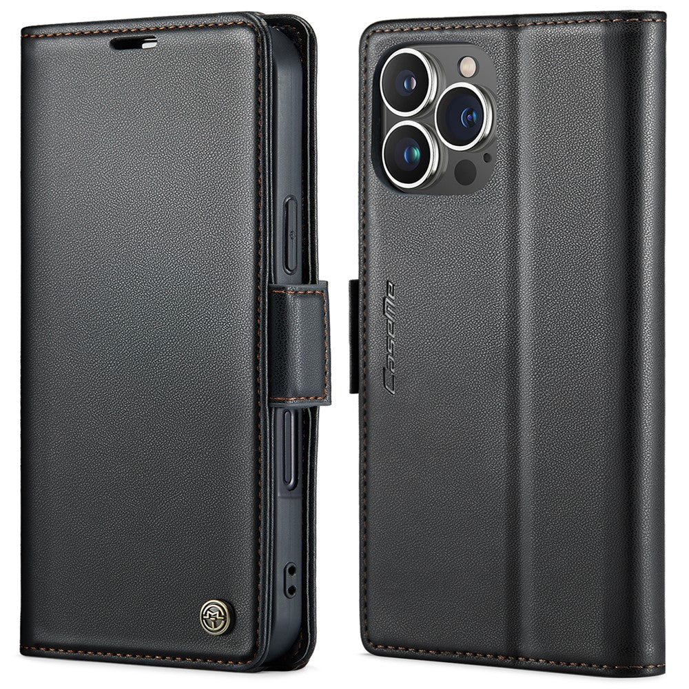For iPhone 15 Pro Leather Case CASEME 023 RFID Blocking 3 Card Slot Mobile Cover