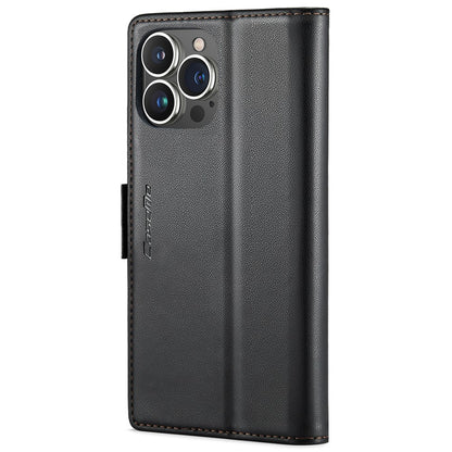 For iPhone 15 Pro Leather Case CASEME 023 RFID Blocking 3 Card Slot Mobile Cover