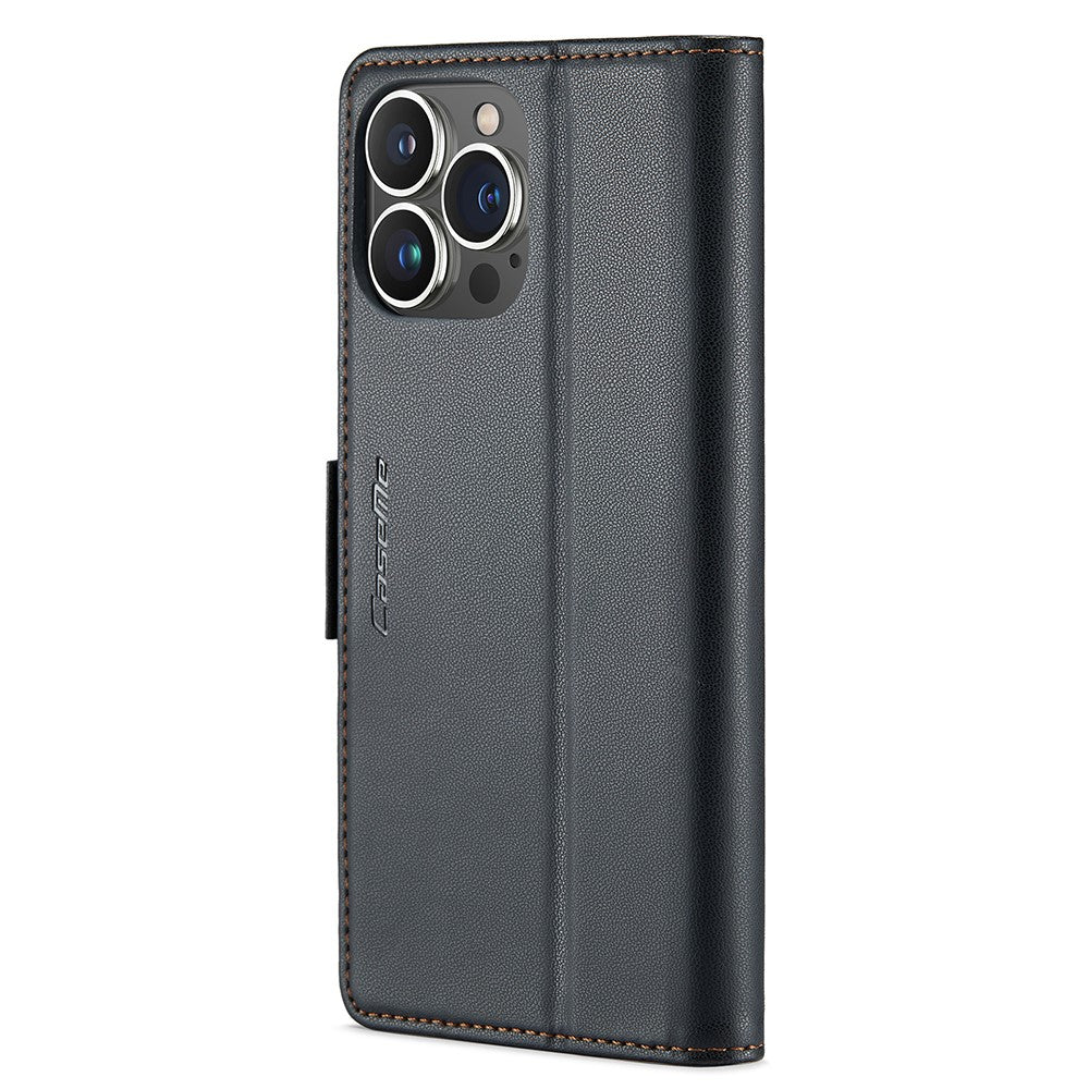 For iPhone 15 Pro Max Leather Case CASEME 023 RFID Blocking 3 Card Slot Mobile Cover