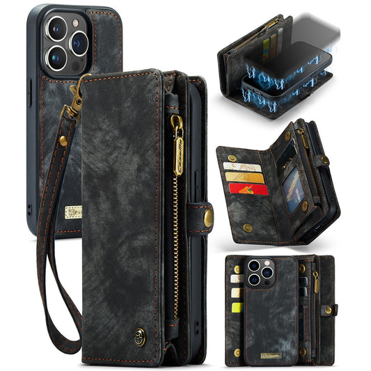 For iPhone 15 Pro Max Phone Cases CASEME 008 Leather Cover with Detachable Wallet and Strap