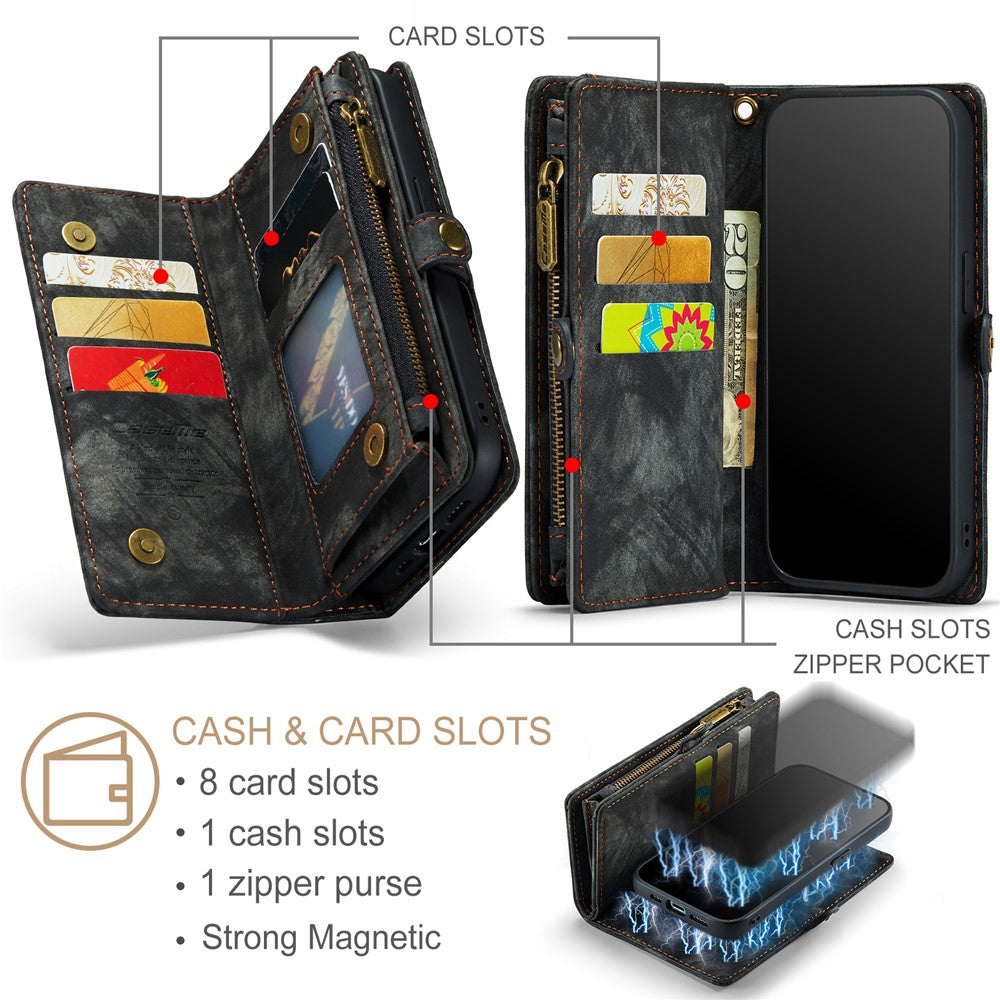For iPhone 15 Pro Max Phone Cases CASEME 008 Leather Cover with Detachable Wallet and Strap