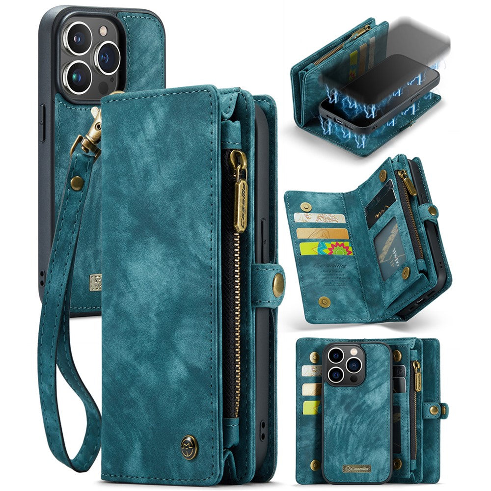For iPhone 15 Pro Max Phone Cases CASEME 008 Leather Cover with Detachable Wallet and Strap