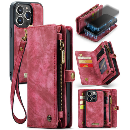 For iPhone 15 Pro Max Phone Cases CASEME 008 Leather Cover with Detachable Wallet and Strap