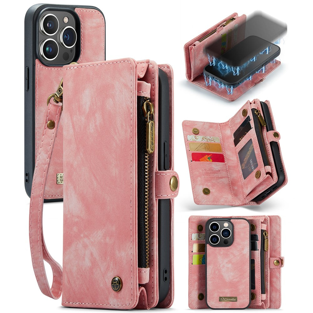 For iPhone 15 Pro Max Phone Cases CASEME 008 Leather Cover with Detachable Wallet and Strap