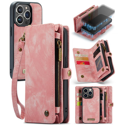 For iPhone 15 Pro Max Phone Cases CASEME 008 Leather Cover with Detachable Wallet and Strap