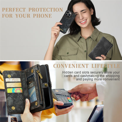 For iPhone 15 Pro Phone Cases CASEME 008 Leather Cover with Detachable Wallet and Strap
