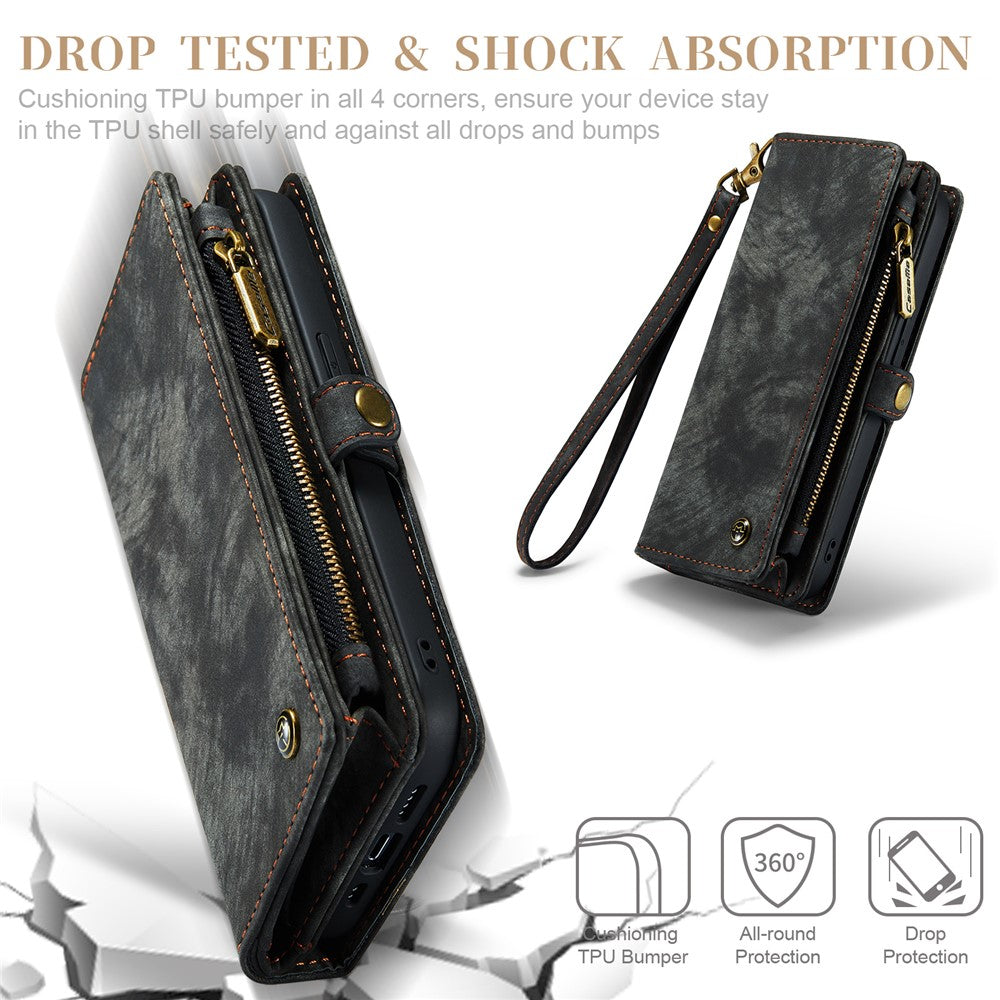 For iPhone 15 Pro Phone Cases CASEME 008 Leather Cover with Detachable Wallet and Strap