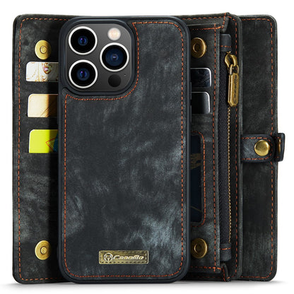 For iPhone 15 Pro Phone Cases CASEME 008 Leather Cover with Detachable Wallet and Strap