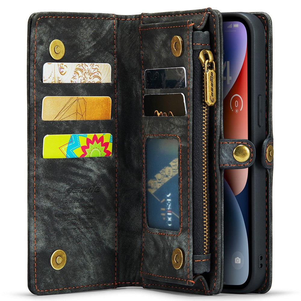 For iPhone 15 Pro Phone Cases CASEME 008 Leather Cover with Detachable Wallet and Strap